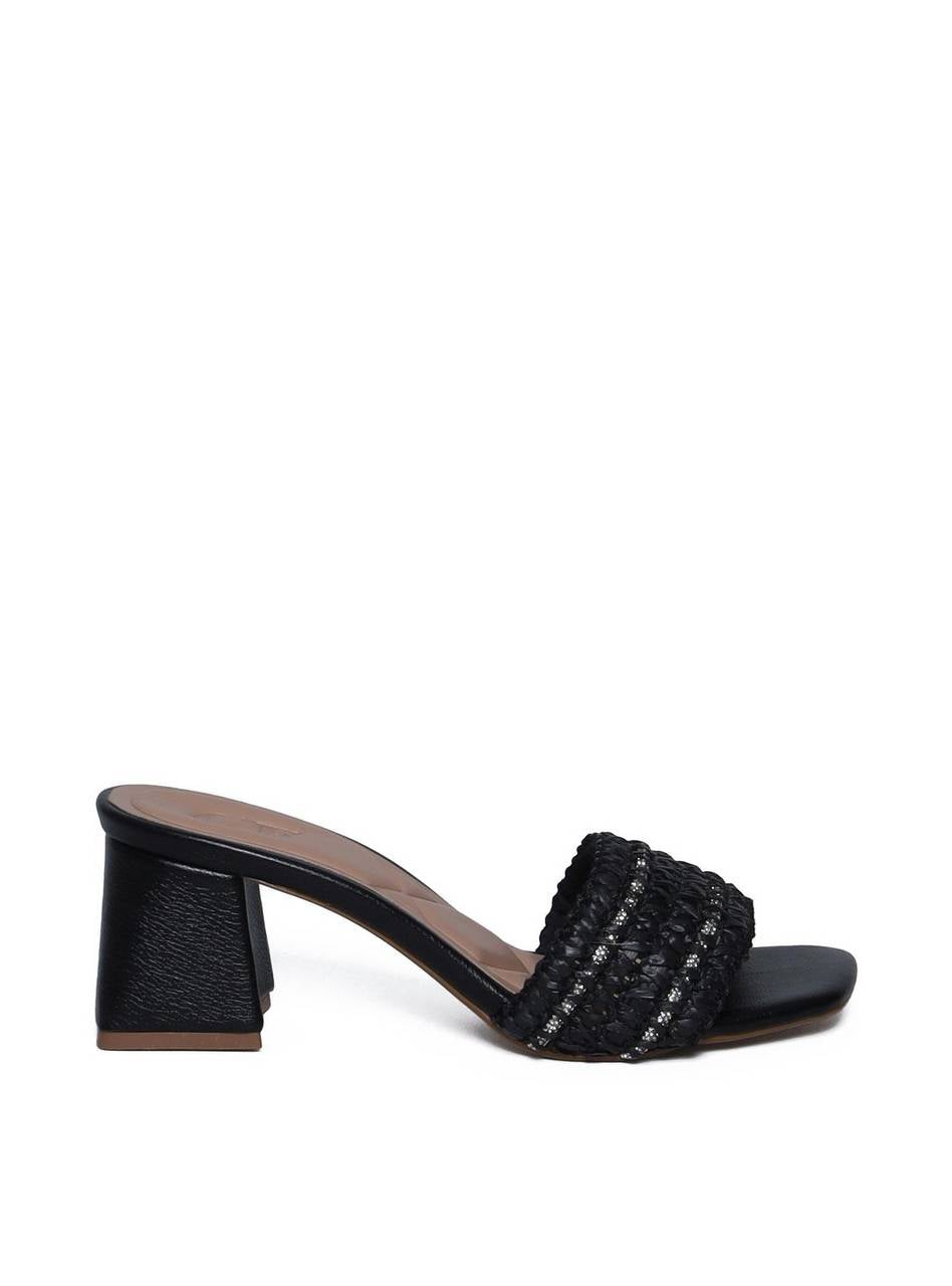 Tamanco Rosto Palha com Strass - Preta SDI-11670 - PR