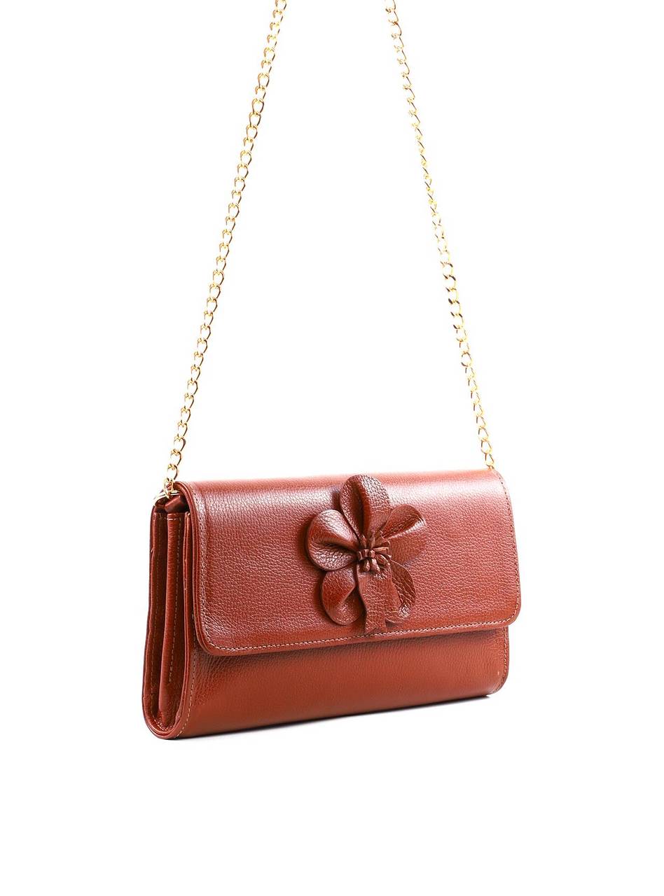 Bolsa Clutch Retangular Enfeite Flor Alça Corrente - Castor BSI-6372 - CS