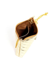 Bolsa Clutch em Matelassê com Alça de Corrente - Ouro BSI-6270 - AU