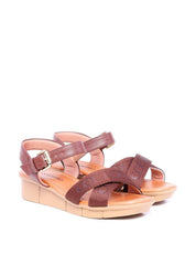 Sandália Feminina Anabela Confort com Tiras Cruzadas Cacau SDI-11694 - CA