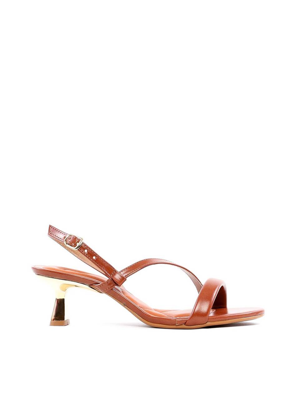 Sandália com Salto Dourado e Tira Lateral - Castor SDI-11900 - CS