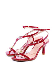 Sandália de Salto com Tiras e Detalhe de Coração - Vermelha SDI-11764 - VE