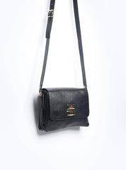 Bolsa Saddle Pequena Couro Alça Regulável Preta BSI-5739 - PR