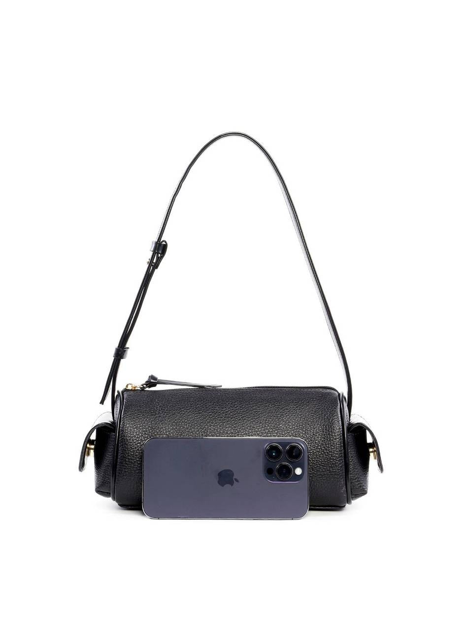 Bolsa Baguete Pequena com Bolsos Laterais - Preta BSI-6447 - PR