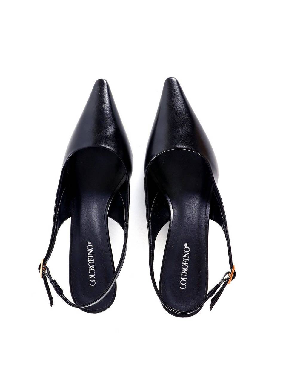 Scarpin Slingback com Salto Anabela - Preta SD-12012 - PR