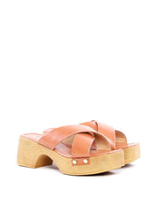 Tamanco Plataforma com Tiras Cruzadas e Tachas - Nude SDI-11855 - NU