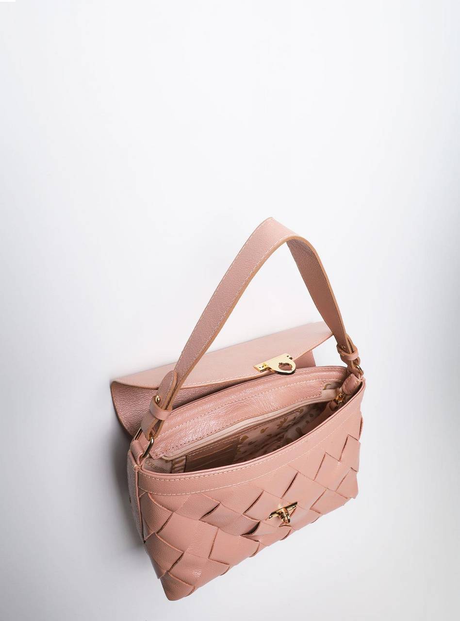 Bolsa Satchel Média Couro Transversal Nude BSI-5849 - NU
