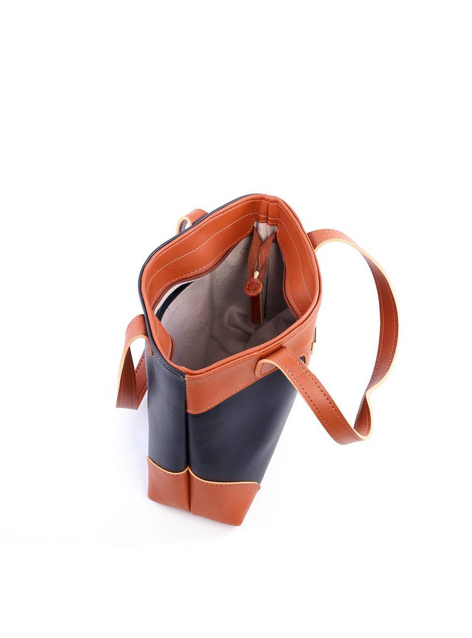 Bolsa Tote Costuras Laterais Bicolor - Preta BSI-6102 - PR