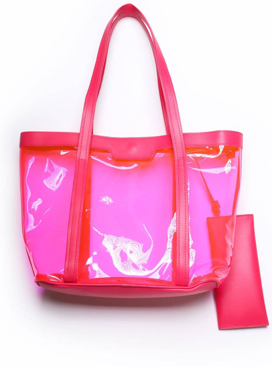 Bolsa Shopper Praia Transparente Média Pink BSI-5871 - PK