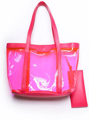 Bolsa Shopper Praia Transparente Média Pink BSI-5871 - PK