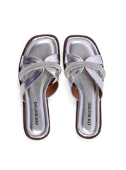 Sandália Rasteira com Recortes e Strass SDI-12254 - PT