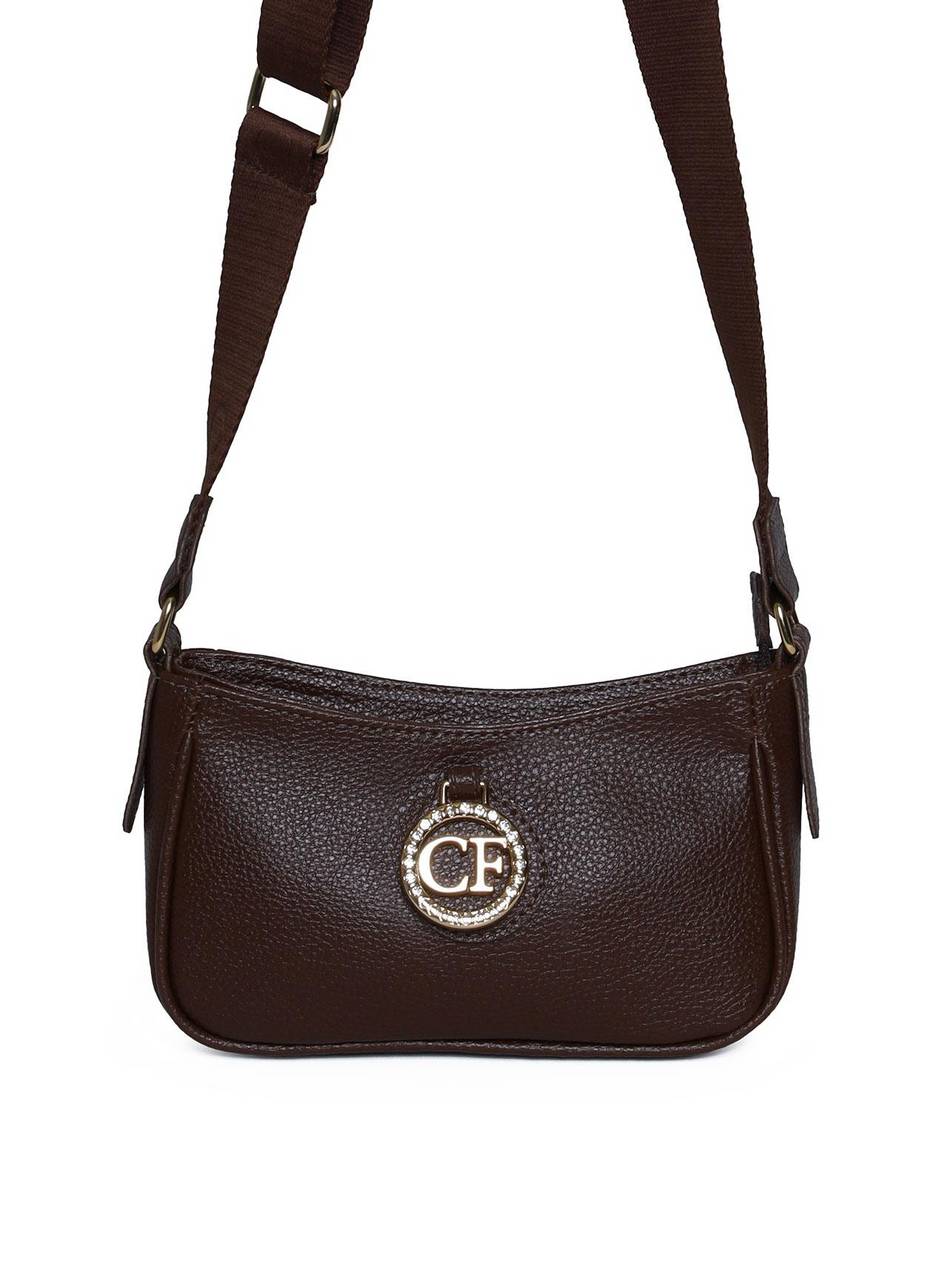 Bolsa Hobo Transversal com Bag Charm - Cacau BSI-5977 - CA