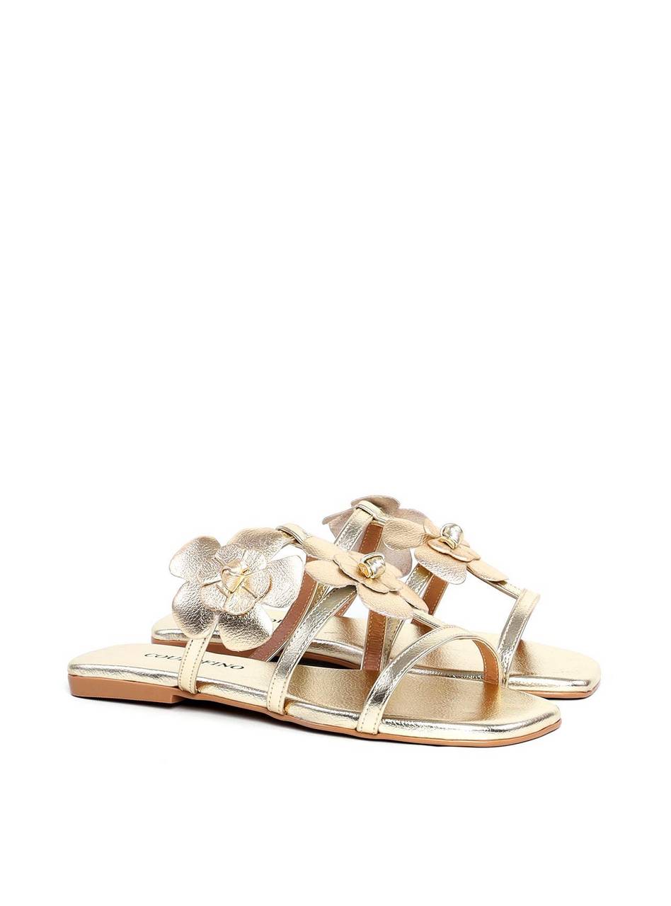Rasteira Slide com Duas Flores - Ouro SDI-11848 - AU