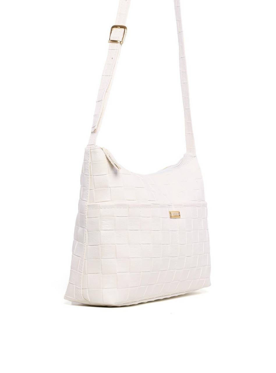 Bolsa Hobo Transversal em Tressê - Branca BSI-6123 - BR
