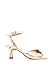 Sandália de Salto Fino com Flor - Ouro SDI-11846 - AU
