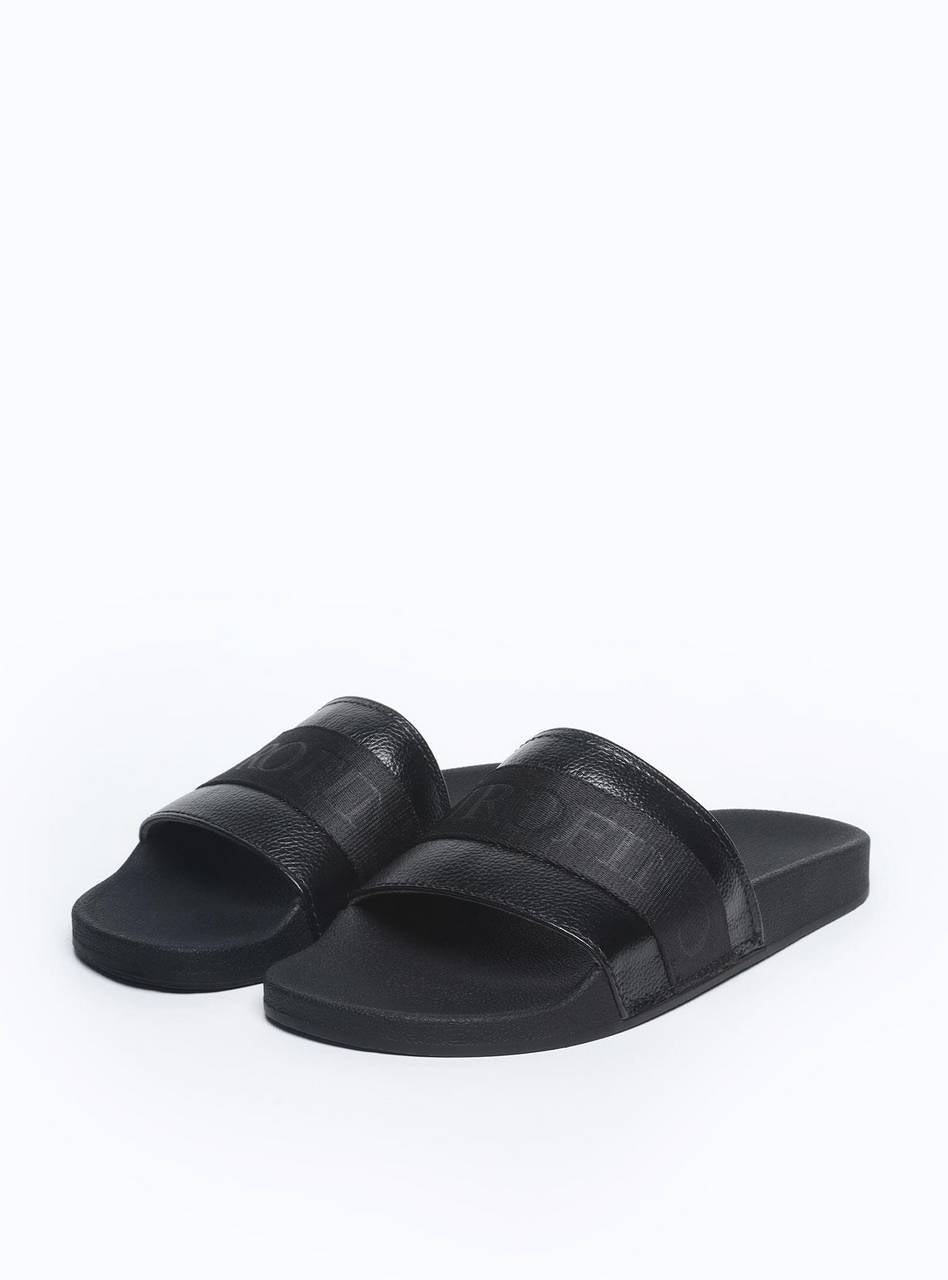 Sandália Masculina Chinelão Couro Rosto Largo Preta SDI-11272 - PR