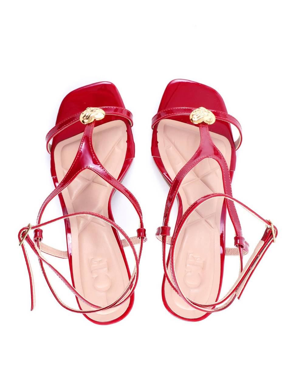 Sandália de Salto com Tiras e Detalhe de Coração - Vermelha SDI-11764 - VE