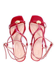 Sandália de Salto com Tiras e Detalhe de Coração - Vermelha SDI-11764 - VE