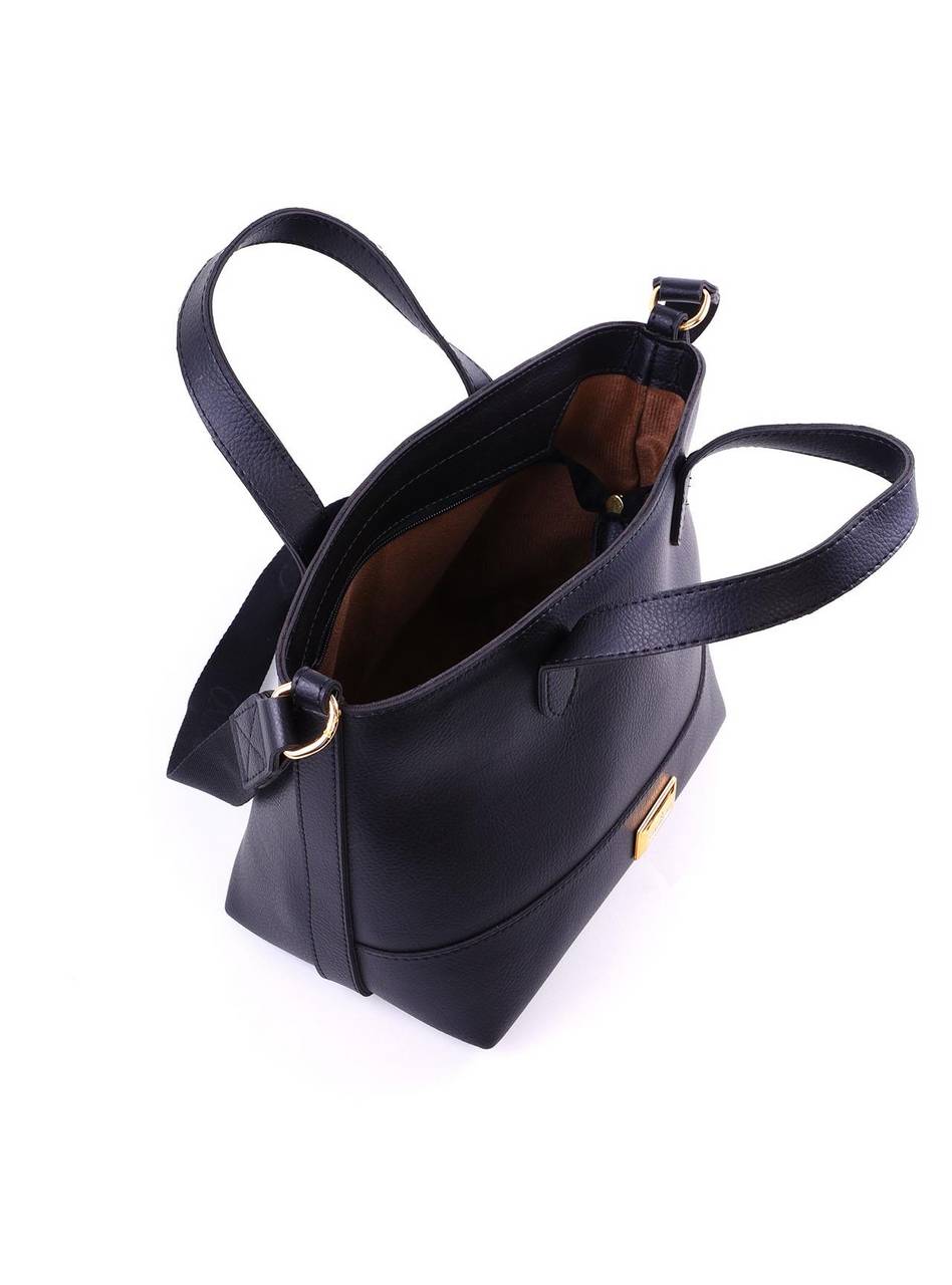 Bolsa Tote Tiracolo com Alça Dupla - Preta BSI-6161 - PR