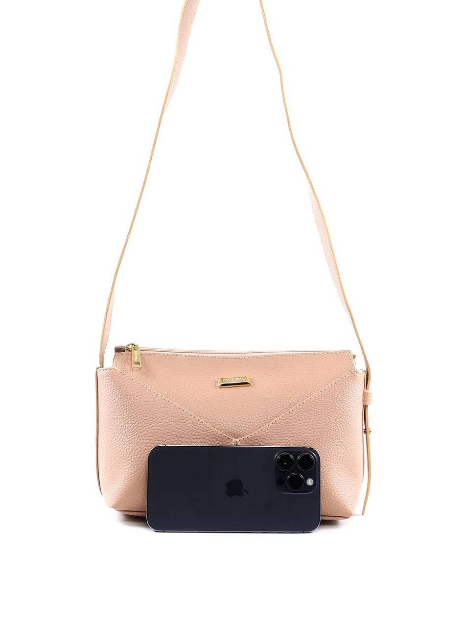 Bolsa Tote Transversal com Costura Frontal - Nude BSI-6451 - NU
