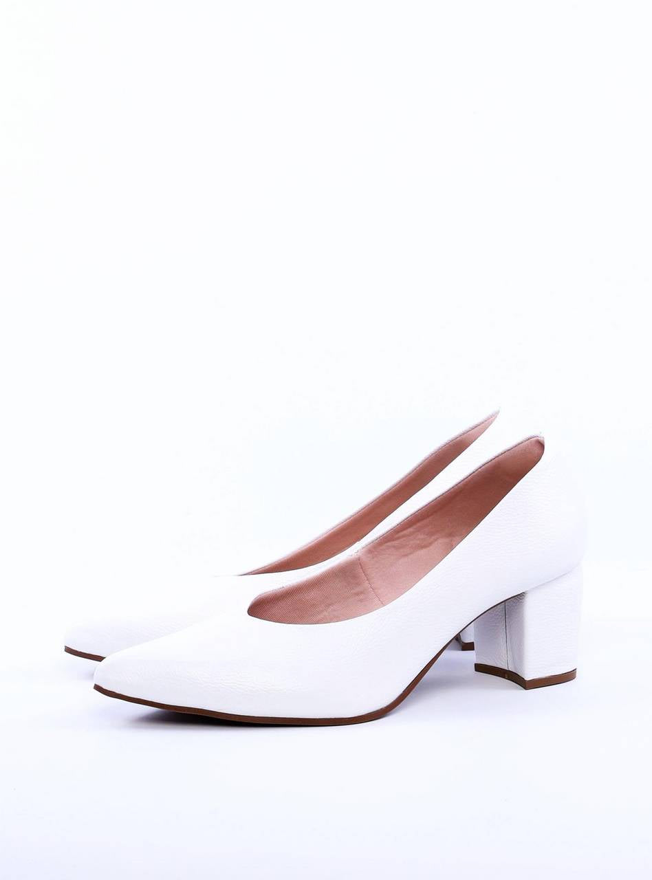 Sandália Scarpin Salto Bloco e Bico Fino - Branco SDI-11608 - BR