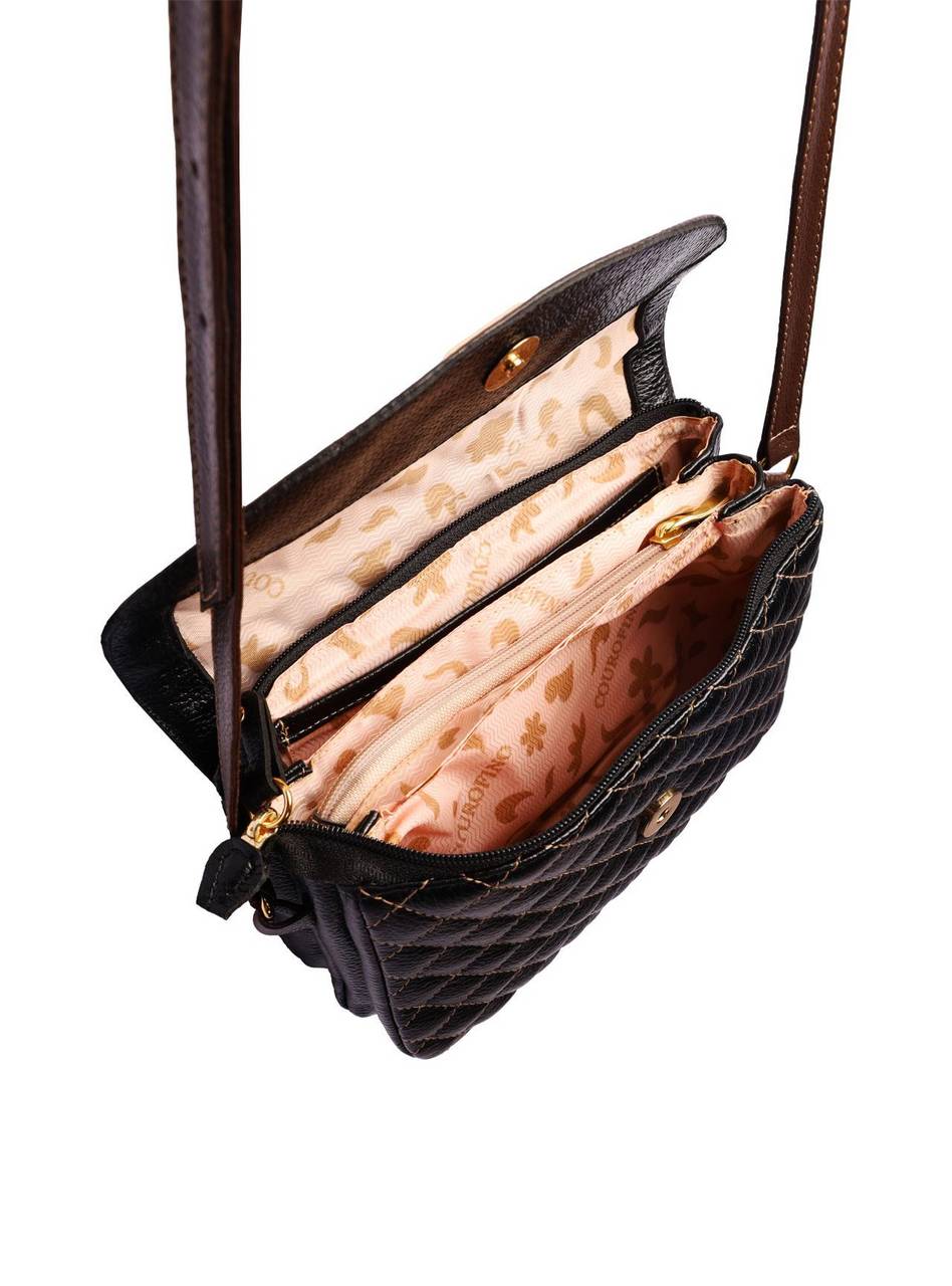 Bolsa Carteira Transversal Couro Preta BSI-5789 - PR