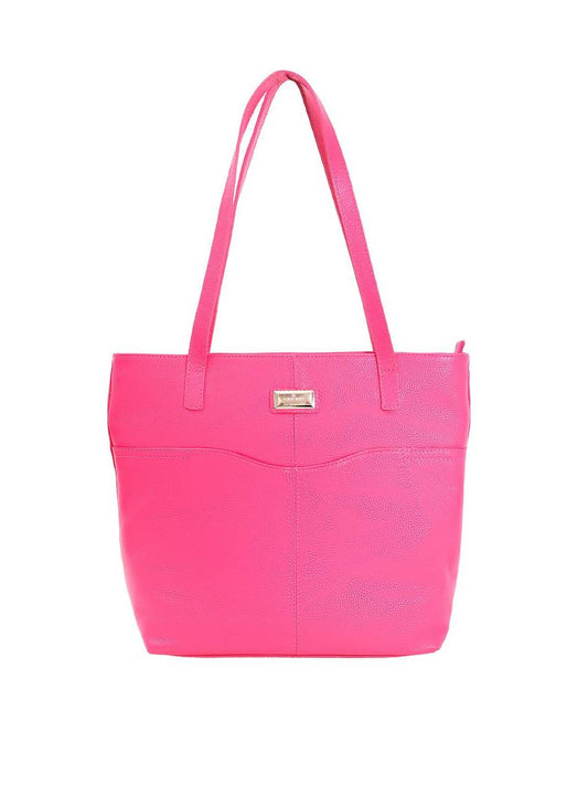 Bolsa Tote Feminina Tiracolo Sacolão Grande Placa Sobreposta Pink BSI-5623 - PK