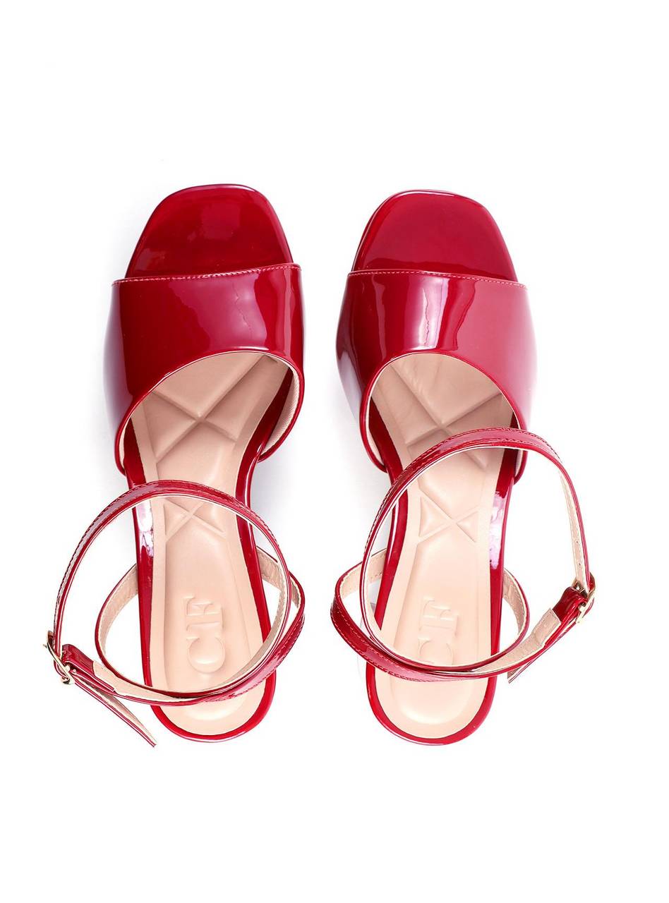 Sandália Salto Bloco Meia Pata Verniz - Vermelha SDI-11756 - VE