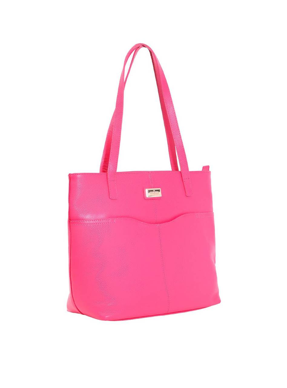 Bolsa Tote Feminina Tiracolo Sacolão Grande Placa Sobreposta Pink BSI-5623 - PK