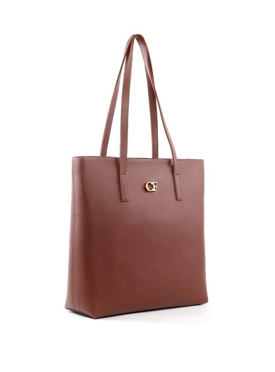 Bolsa Shopper com Placa Central Superior - Cacau BSI-6150 - CA