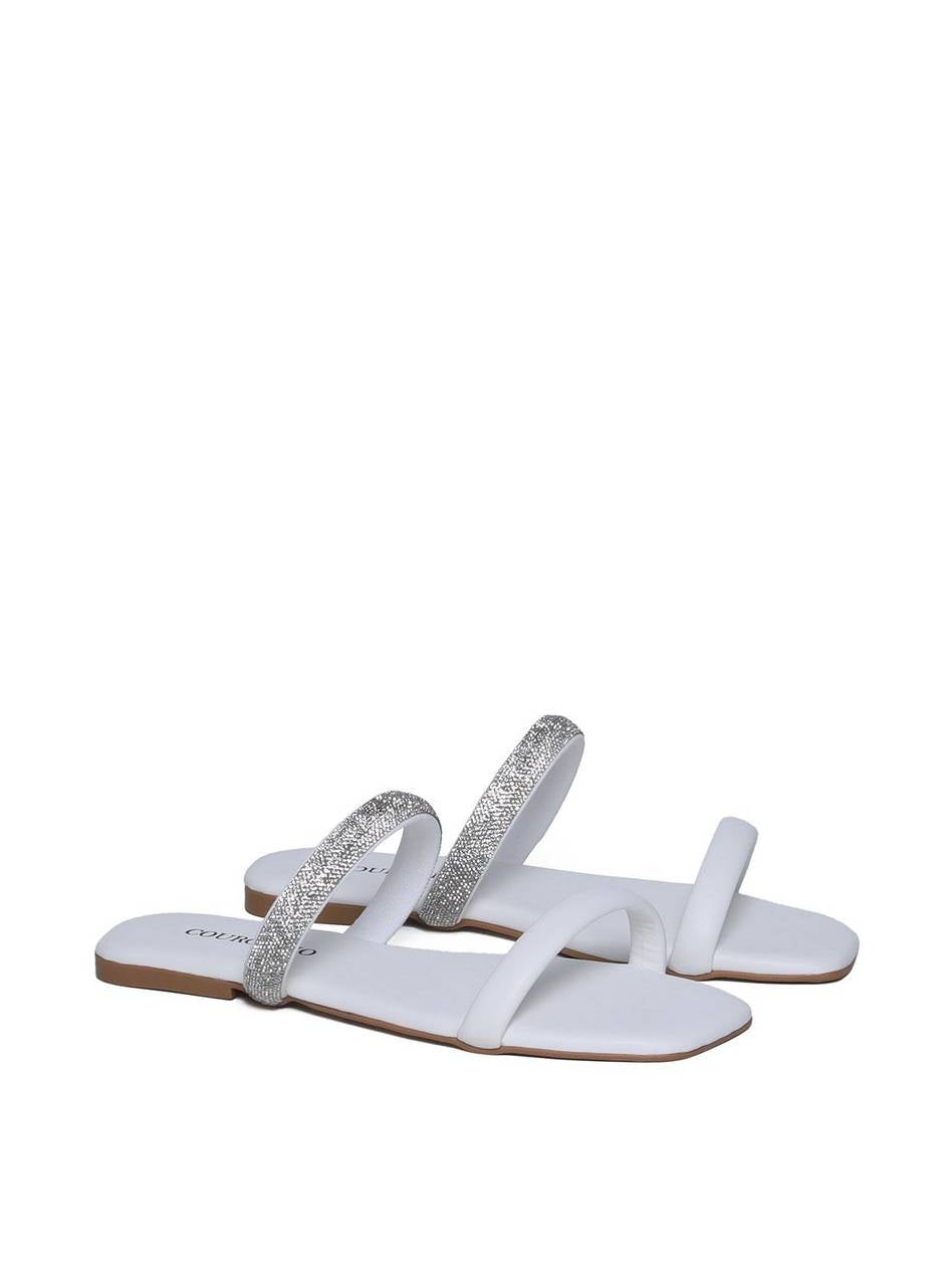 Sandália Rasteira Tira Fina Brilhosa - Branca SDI-11660 - BR