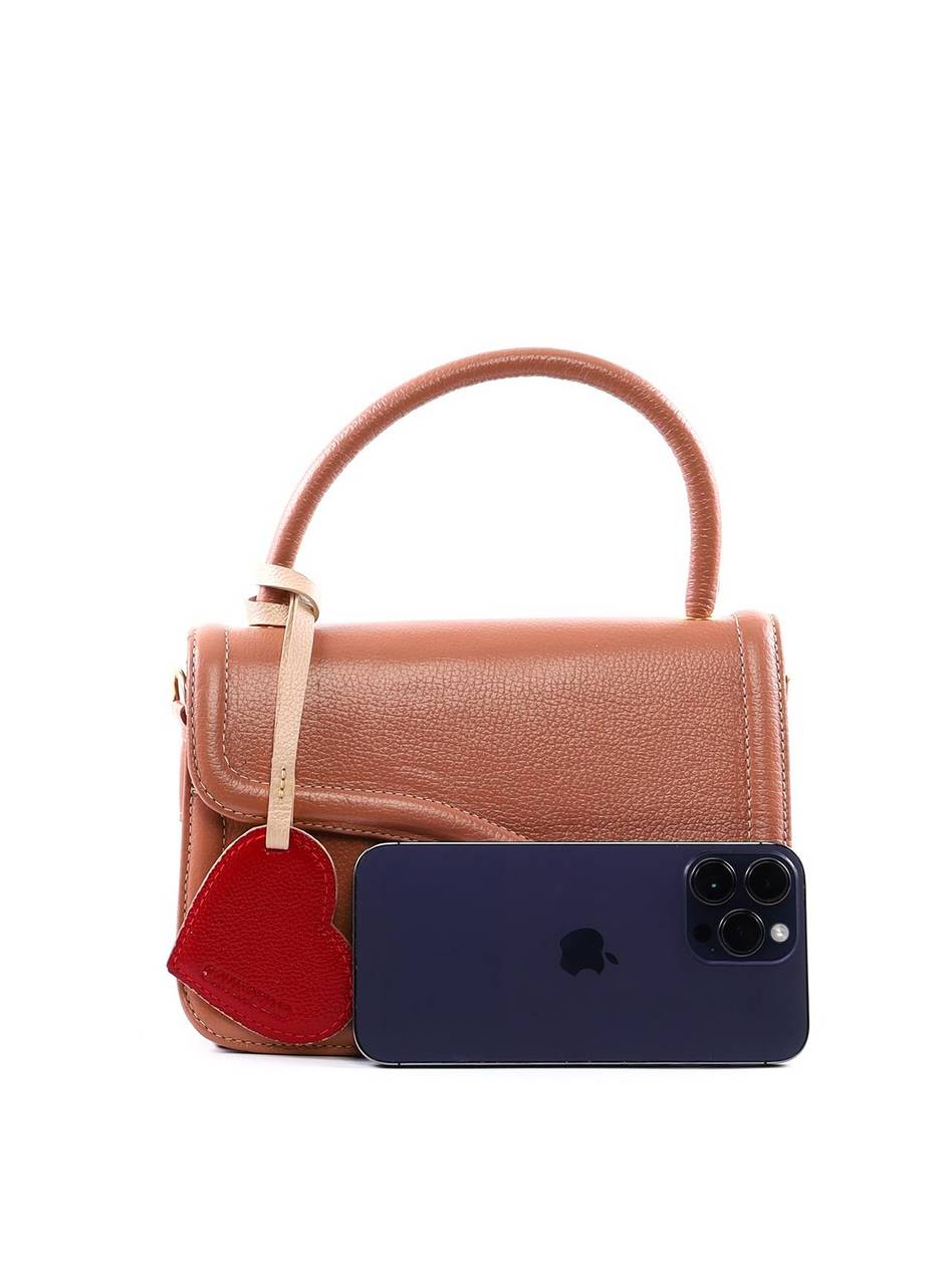 Bolsa Satchel Média com Charm de Coração - Nude BSI-6388 - NU