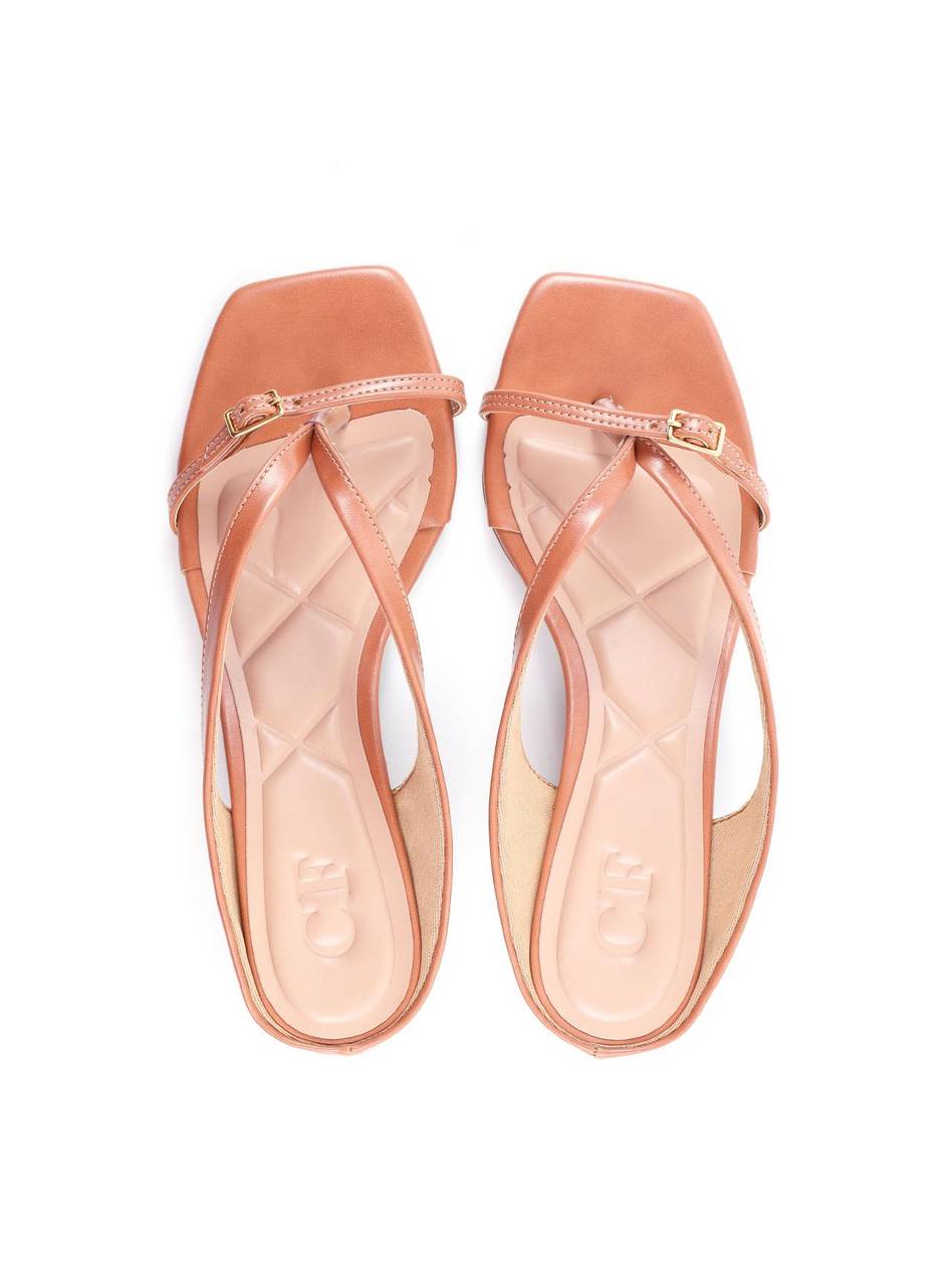 Tamanco Feminino Salto Bloco Baixo com Fivela - Nude SDI-11839 - NU