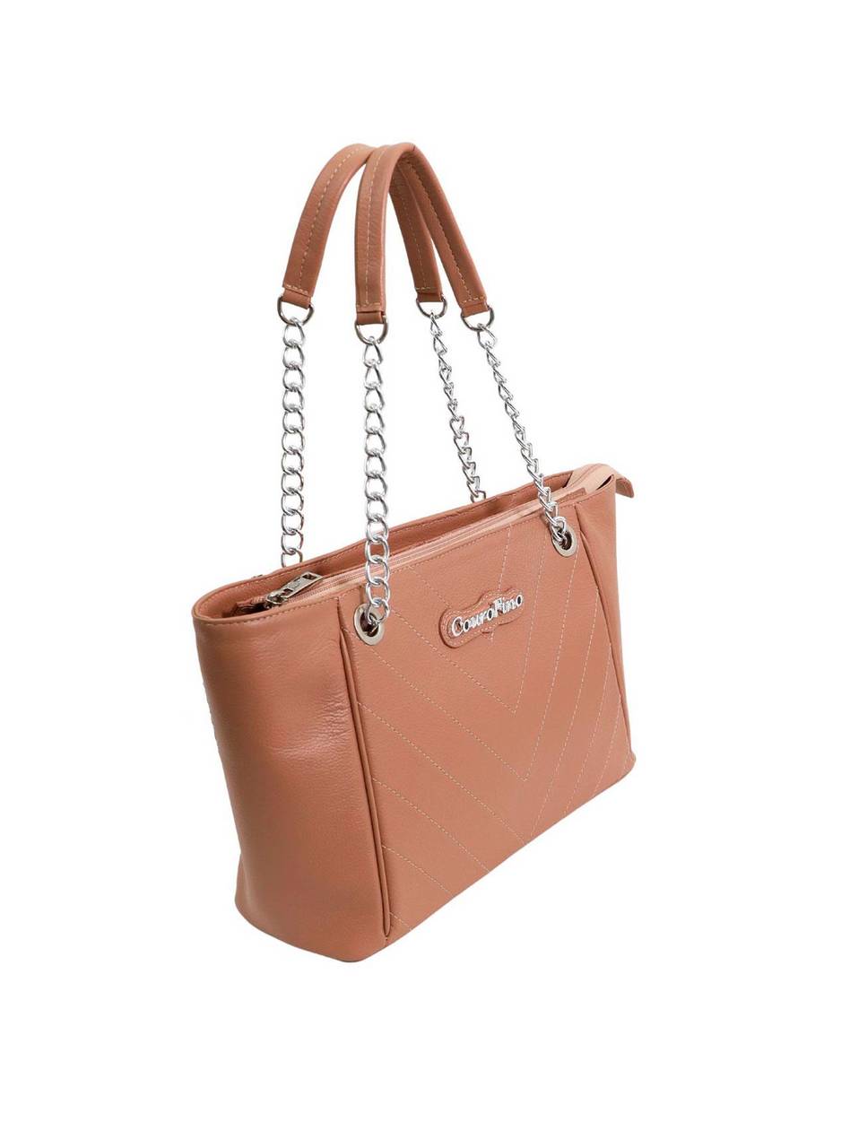 Bolsa Tote Couro Média Tiracolo Alça Nude BSI-5720 - NU