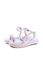 Sandália Papete Tratorada com Tira Ondulada - Prata SDI-11709 - PT