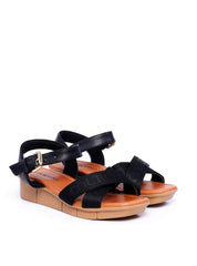 Sandália Feminina Anabela Confort com Tiras Cruzadas - Preta SDI-11694 - PR