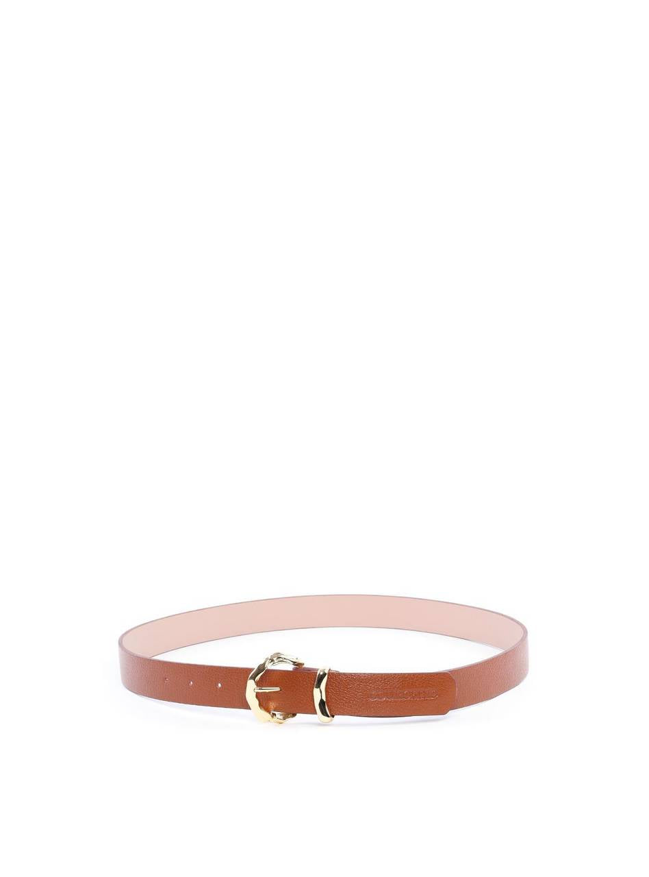 Cinto Feminino Largo de Couro com Fivela e Passador Orgânico - Castor CTI-992 - CS