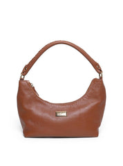 Bolsa Hobo Couro Média Alça Trançada Castor BSI-5899 - CS