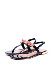 Sandália Salto Quadrado Tiras com Laço - Preta SDI-11747 - PR