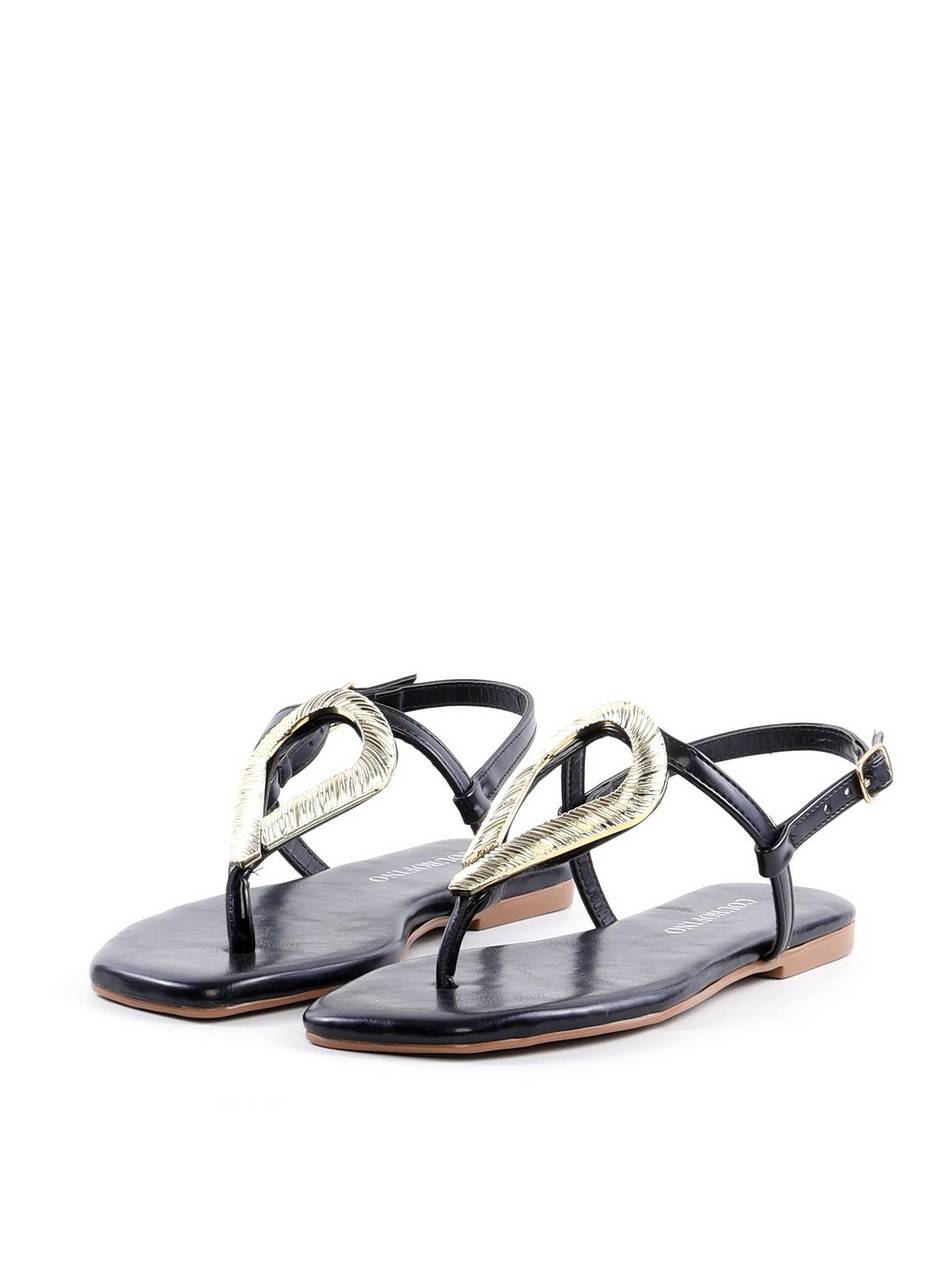 Rasteira com Enfeite Dourado - Preta SDI-12090 - PR