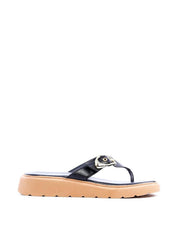 Sandália Flatform Dedo com Fivela - Preta SDI-11757 - PR