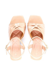 Sandália Salto Bloco Detalhe Drapeado - Nude SDI-11977 - NU