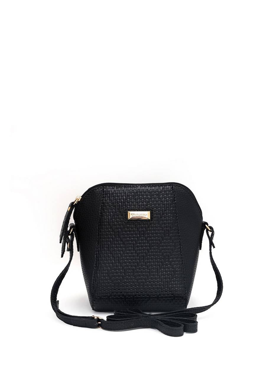 Bolsa Transversal Tote Detalhe Crocô Preta BSI-5176 - PR