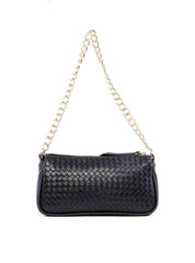 Bolsa Baguette em Tressê Pequena - Preta BSI-6236 - PR