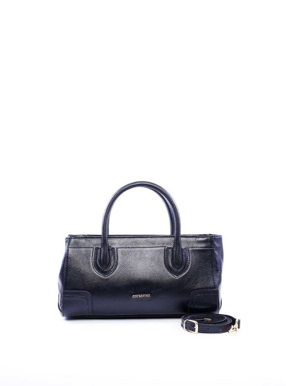 Bolsa Tote de Mão e Tiracolo Retangular com Detalhes de Costuras Preta BSI-5962 - PR