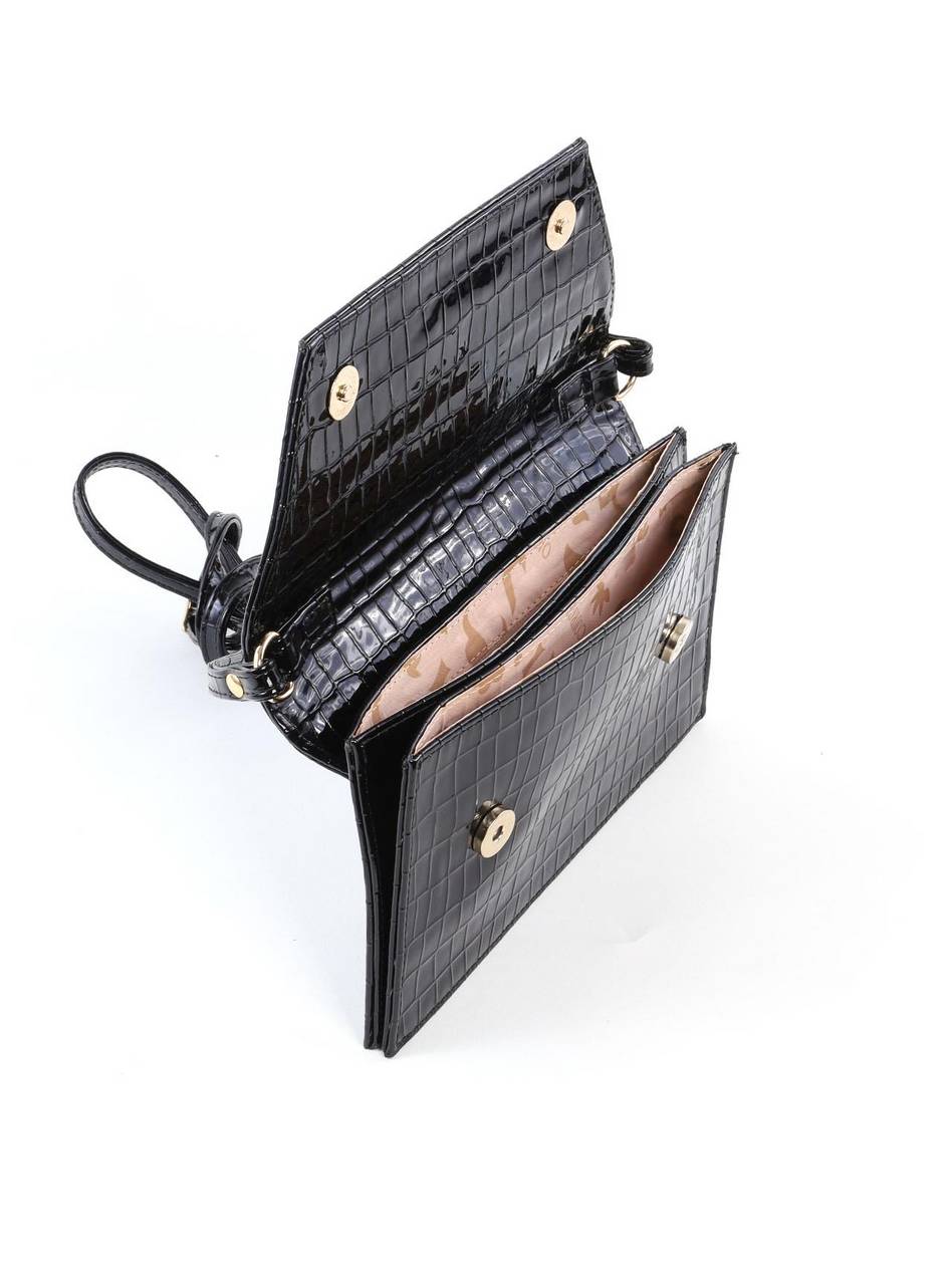 Bolsa Clutch Transversal Croco - Preta BSI-6416 - PR