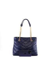 Bolsa Tote em Matelassê com Retalho - Azul BSI-6366 - AZ
