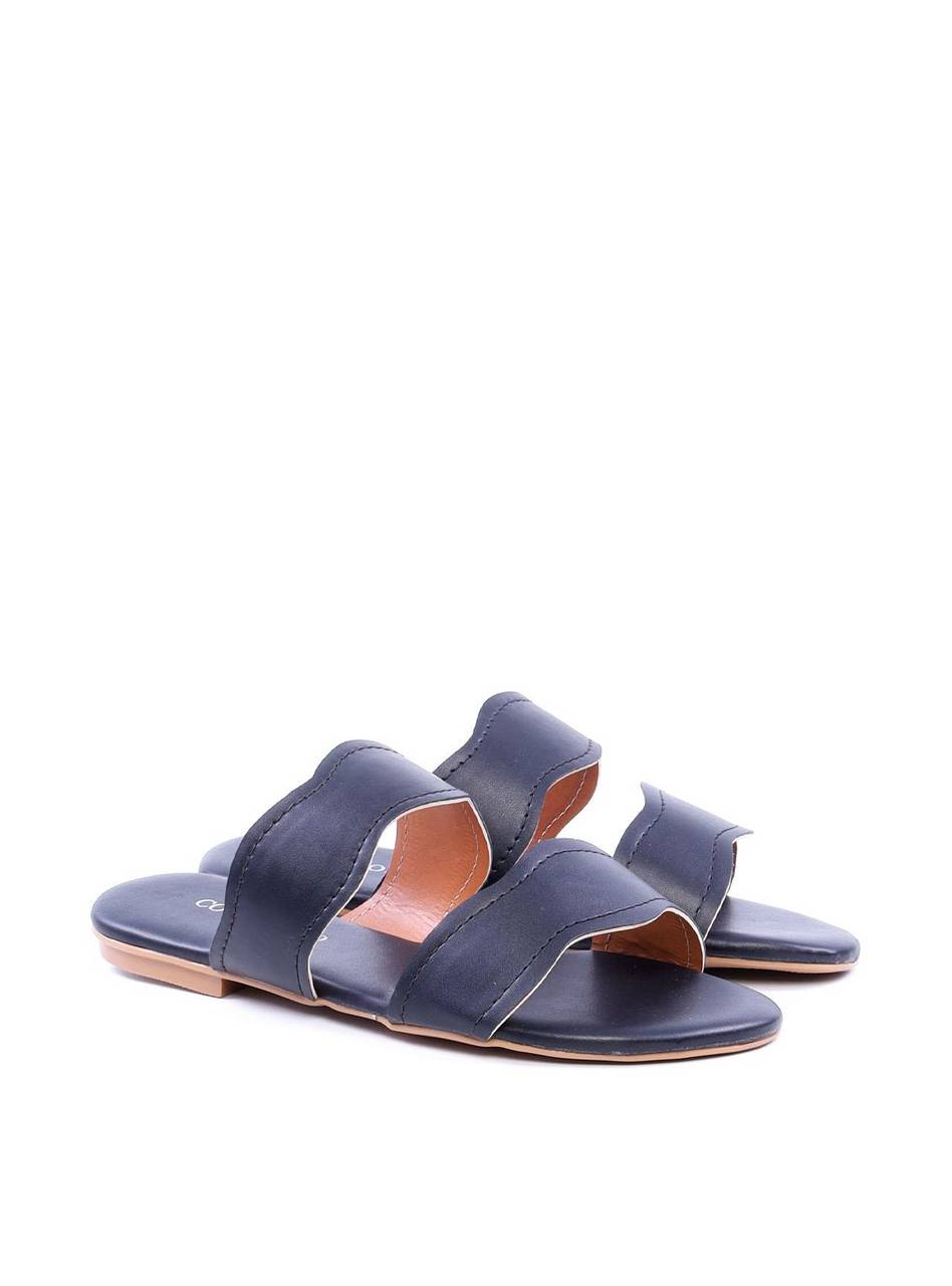 Sandália Rasteira com Tiras Onduladas - Preta SDI-11706 - PR