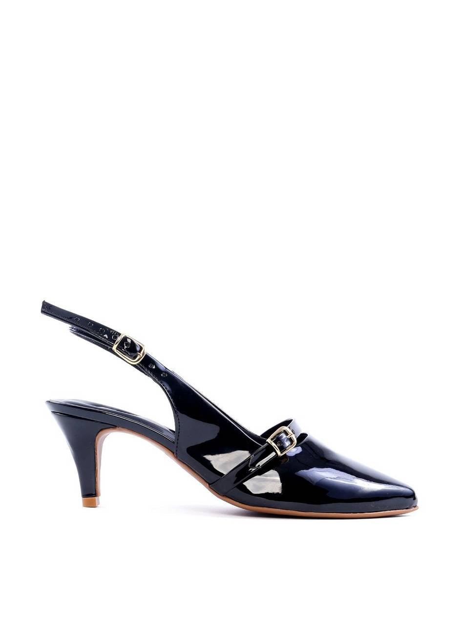 Scarpin Slingback Salto Kitten e Fivelas - Preta SDI-11759 - PR