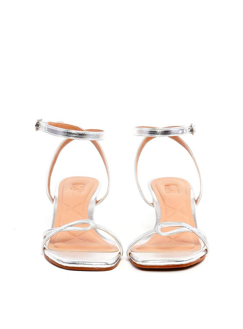 Sandália com Salto Fino e Recorte Geométrico - Prata SDI-11930 - PT